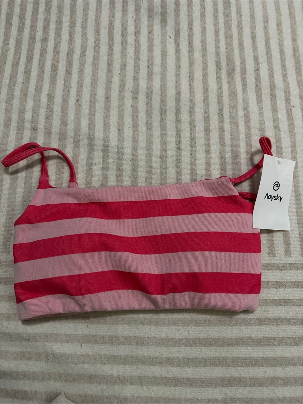 aerie Pink & Hot Pink Striped Bikini Top